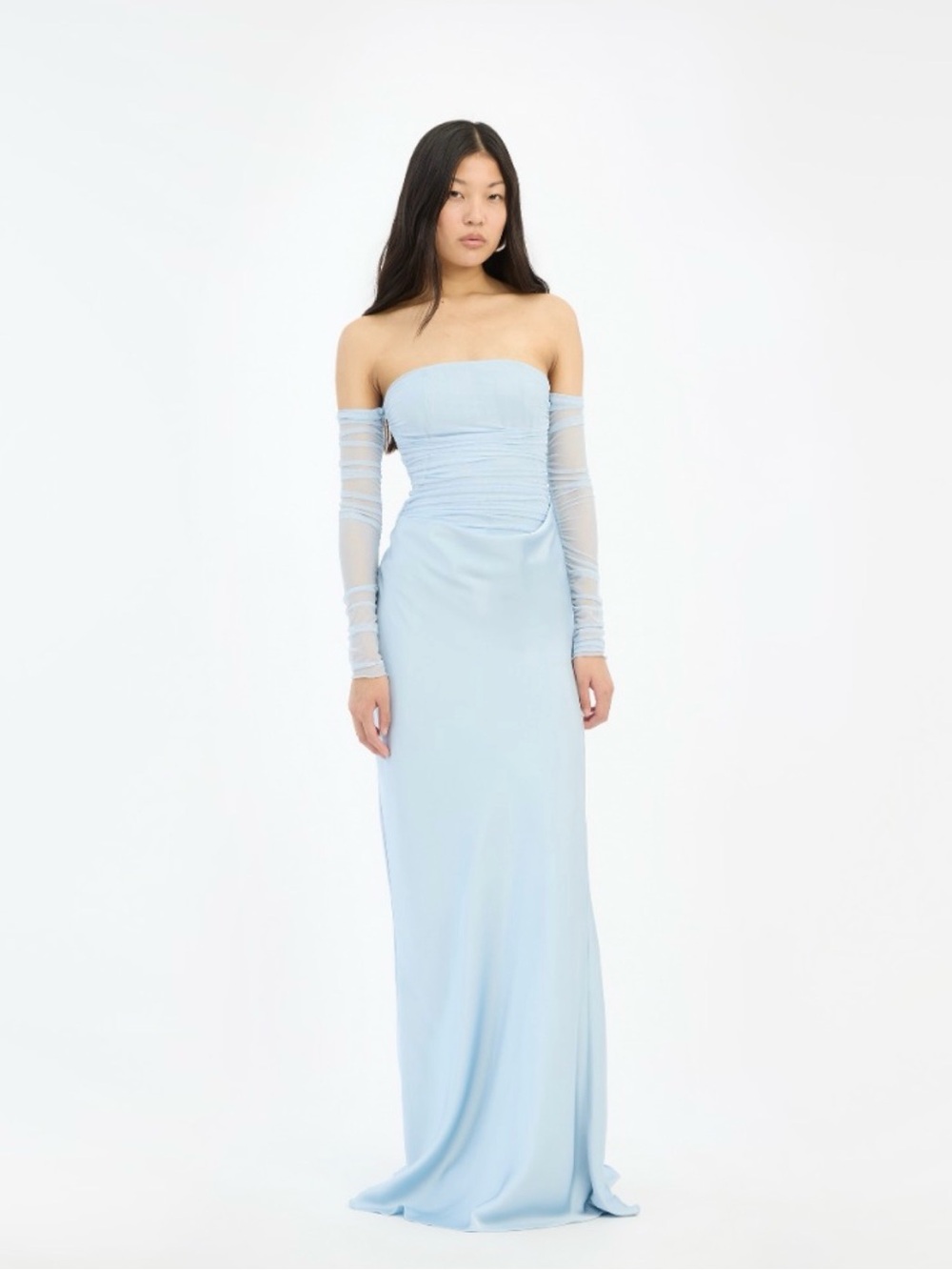 ROTATE RUCHED MAXI DRESS LIGHT BLUE SIZE 2